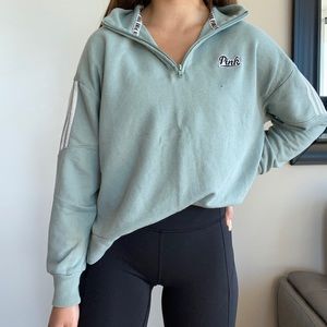 Teal Victoria Secrets Pink 1/4 zip sweater